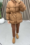 Belted Puffer Jacket Brown