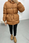 Belted Puffer Jacket Tan