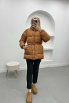 Belted Puffer Jacket Tan