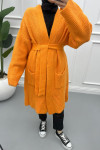 Belted Knitwear Cardigan Orange