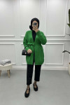 Belted Knitted Cardigan Green