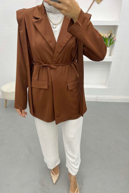 Belted Viral Jacket Brown