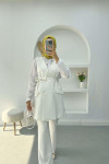 Belted Vest Set White