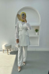 Belted Vest Set White