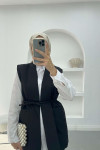 Belted Vest Set Black