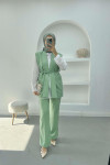 Belted Vest Set Aqua Green