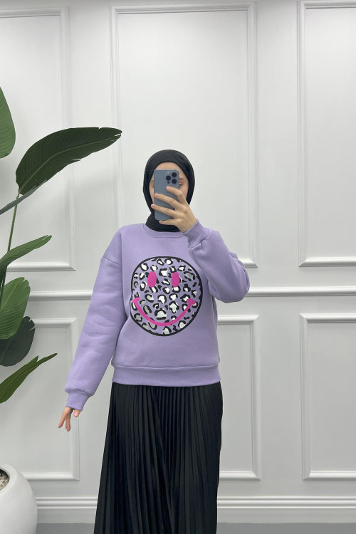 Leopard Pattern Sweatshirt Lilac