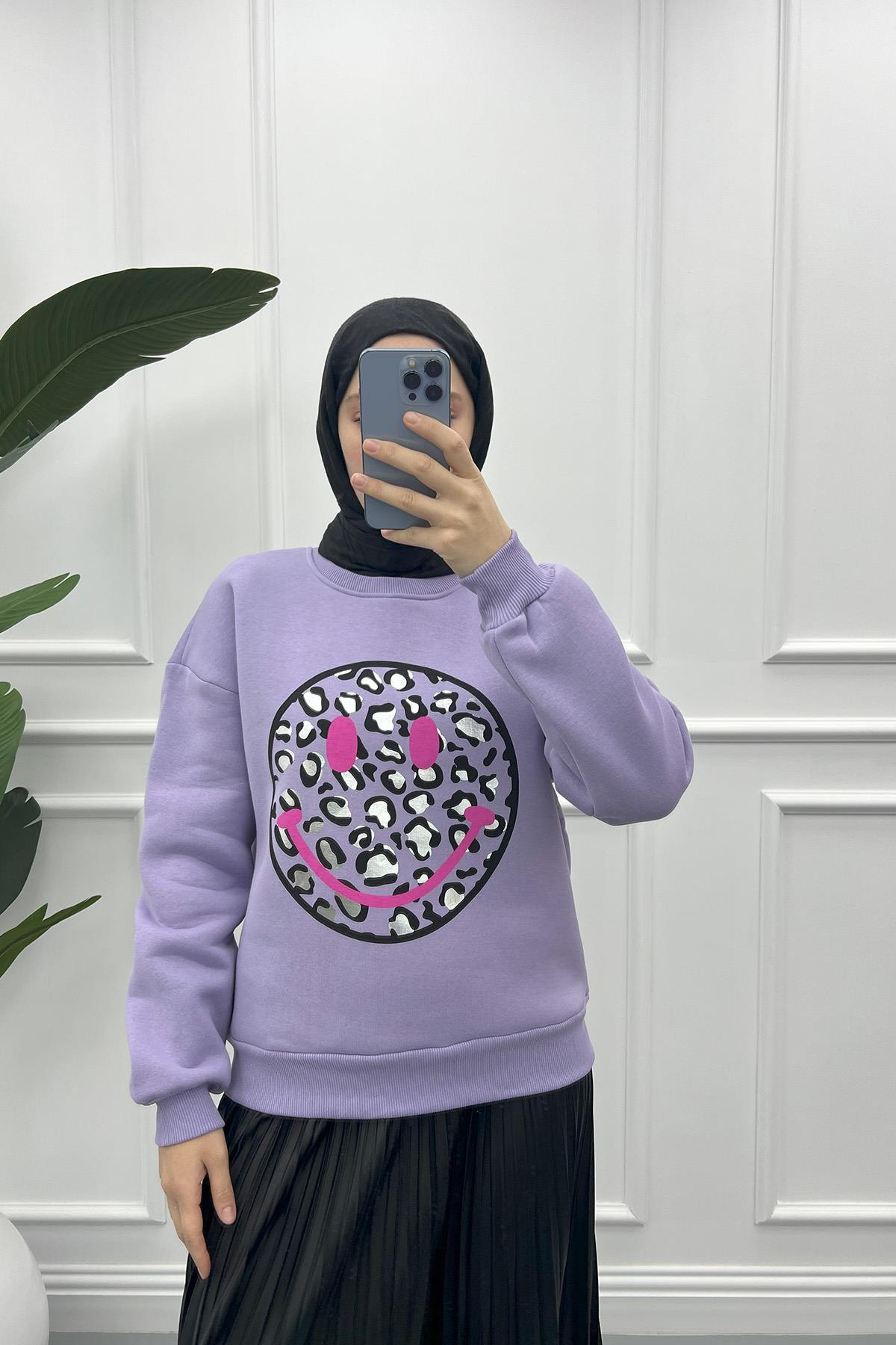 Leopard Pattern Sweatshirt Lilac