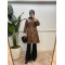 Leopard Patterned Leather Coat Brown