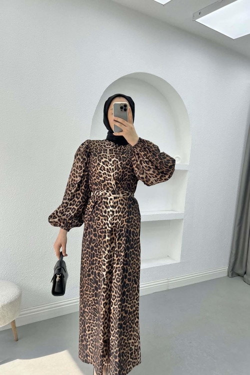 Leopard Print Dress Black