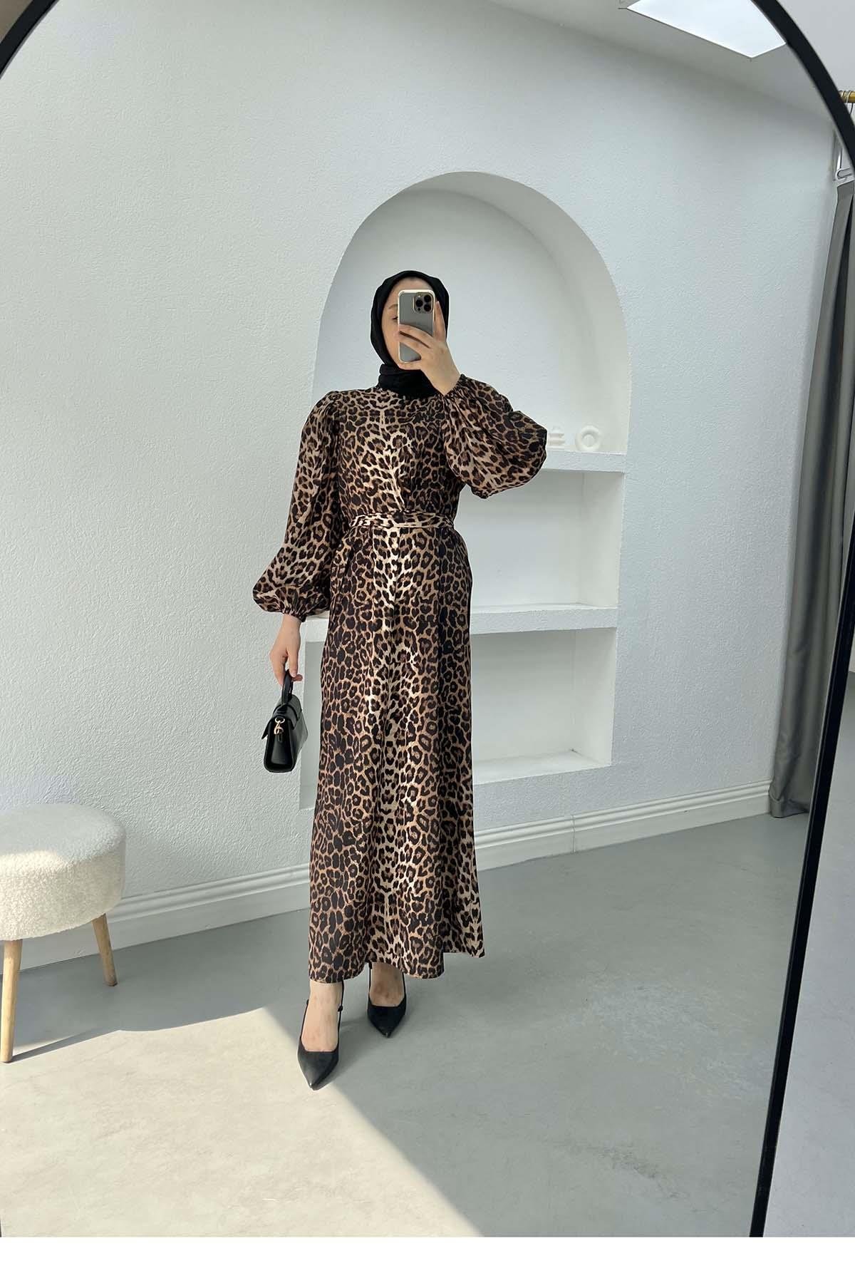 Leopard Print Dress Black