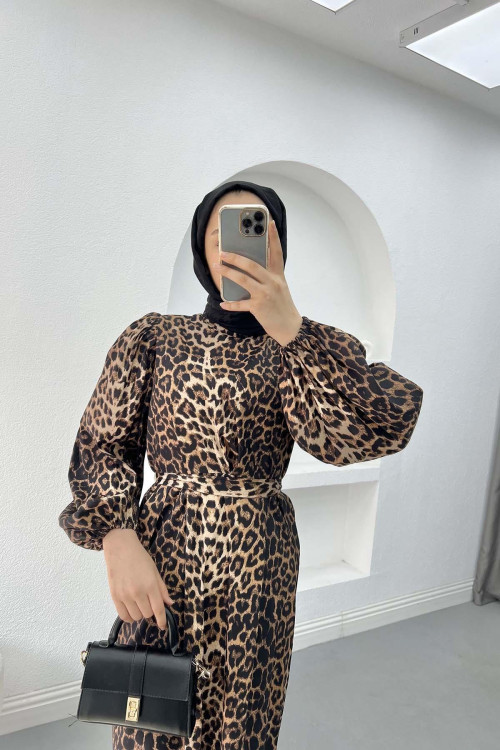 Leopard Print Dress Black