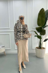 Leopard Patterned Cardigan Beige