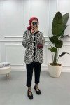 Leopard Patterned Cardigan Ecru