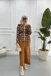 Leopard Patterned Cardigan Milk Coffee