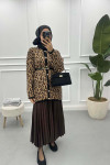 Leopard Patterned Cardigan Milk Coffee