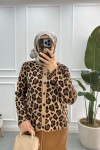 Leopard Patterned Cardigan Milk Coffee