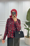 Leopard Patterned Cardigan Cherry Maroon