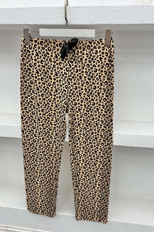 Leopard Patterned Pajama Bottoms Leopard