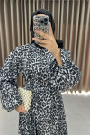 Leopard Print Satin Dress Black