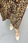 Leopard Patterned Satin Skirt Leopard