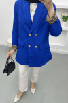 Leopard Detailed Jacket Saxe Blue