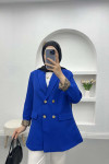 Leopard Detailed Jacket Saxe Blue