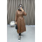 Leopard Detailed Leather Trench Coat Brown