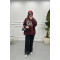 Leopard Printed Three Thread Sweatshirt Cherry Maroon