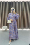 Mango Fabric Patterned Dress Blue