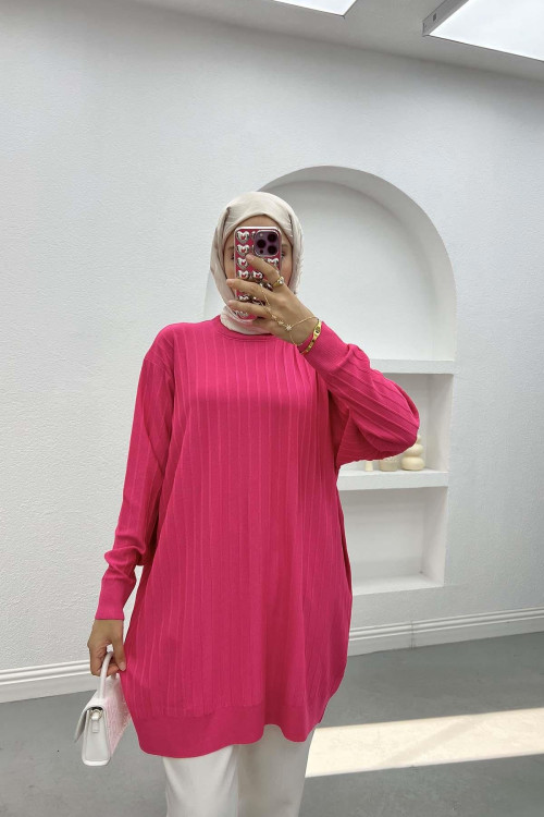 Mercerized Corduroy Tunic Fuchsia