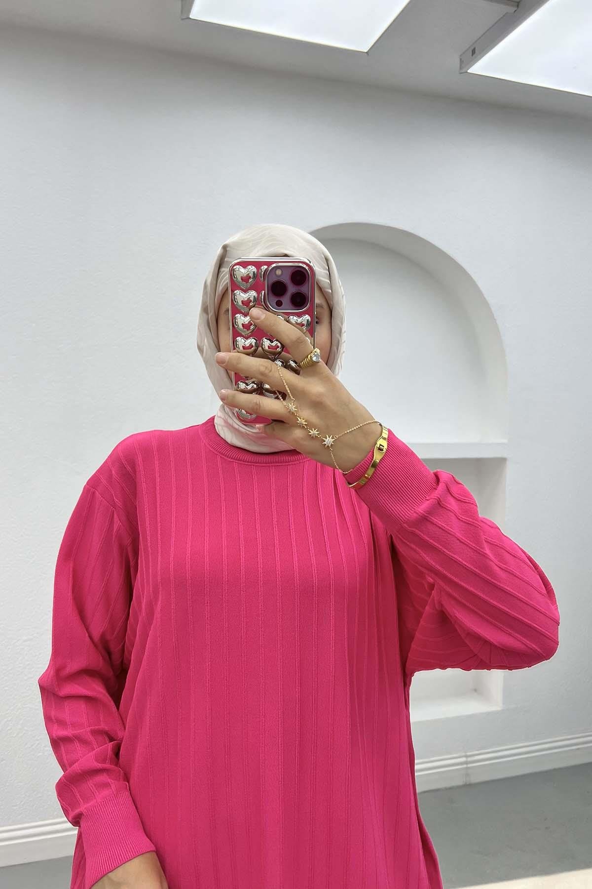 Mercerized Corduroy Tunic Fuchsia