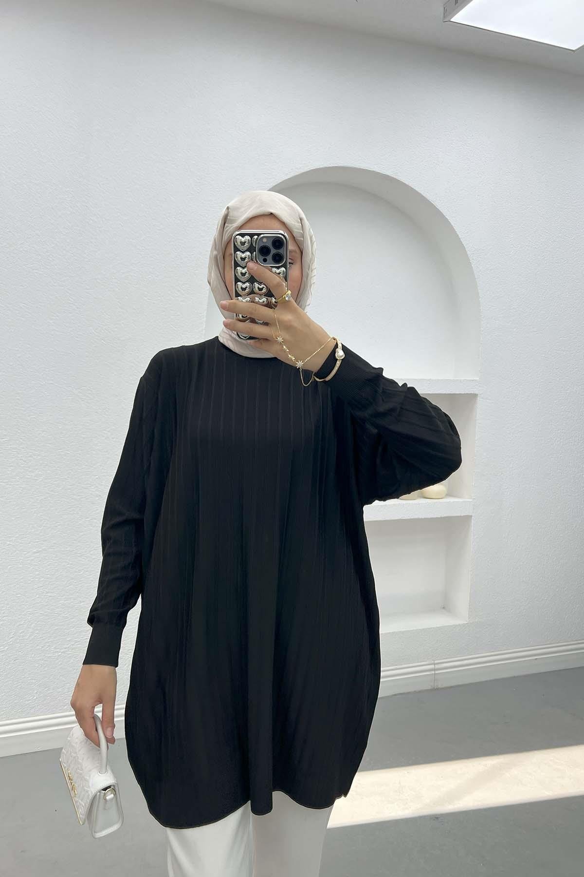 Mercerized Corduroy Tunic Black