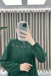 Embroidered Detailed Abaya Emerald Green