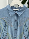 Embroidered Denim Shirt Light Blue