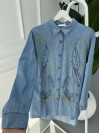 Embroidered Denim Shirt Light Blue