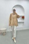 Embroidered Denim Shirt Camel