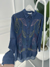 Embroidered Denim Shirt Dark Blue