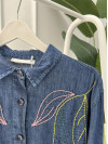 Embroidered Denim Shirt Dark Blue