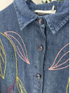 Embroidered Denim Shirt Dark Blue