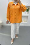 Embroidered Oversize Shirt Orange