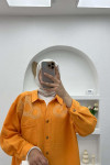 Embroidered Oversize Shirt Orange