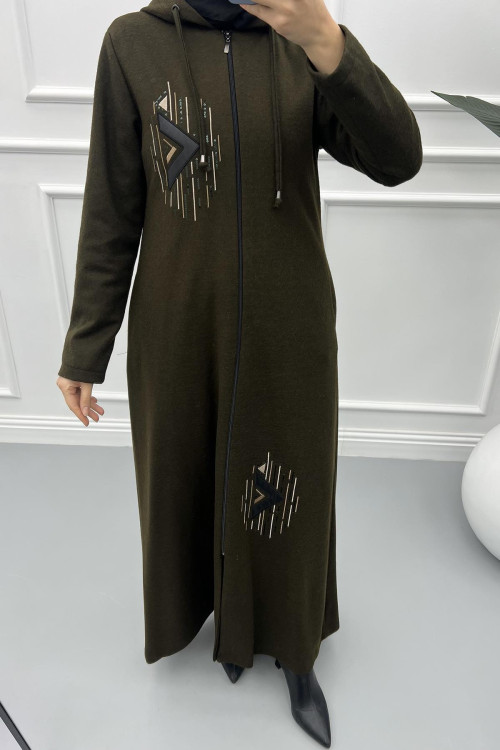 Embroidered Abaya Khaki