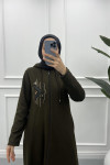 Embroidered Abaya Khaki