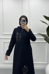 Embroidered Abaya Navy Blue