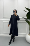 Shoulder Buttoned Abaya Navy Blue