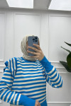 Shoulder Ruffle Knitwear Sweater Blue