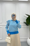 Shoulder Ruffle Knitwear Sweater Blue