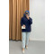 Front Tied Cashmere Jacket Navy Blue