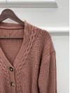 Knitted Patterned Sweater Cardigan Dusty Rose